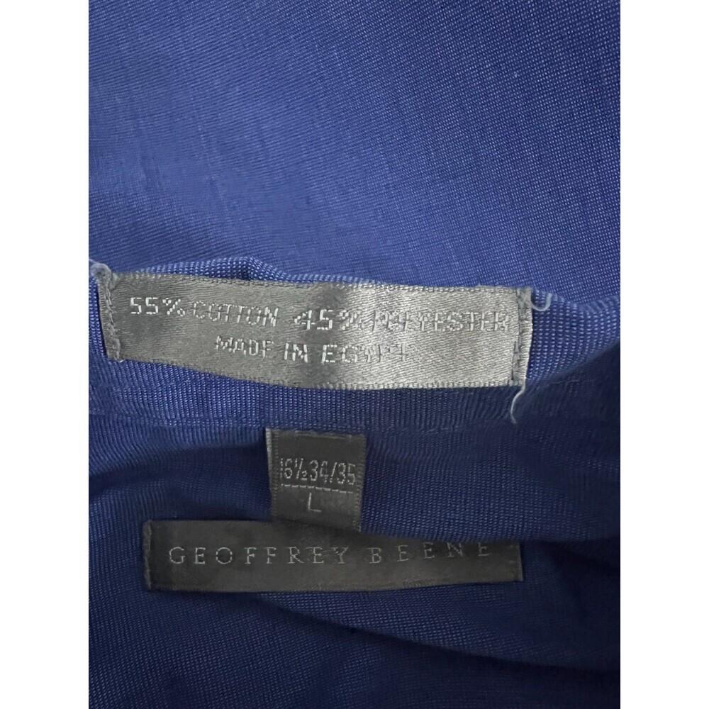 Geoffrey Beene Mens L Blue Dress Shirt Career Office Button Up 15.5 34/35 - Picture 7 of 8